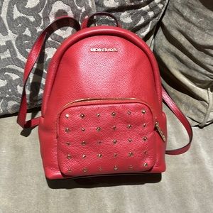 Red Michael Kors Backpack Purse